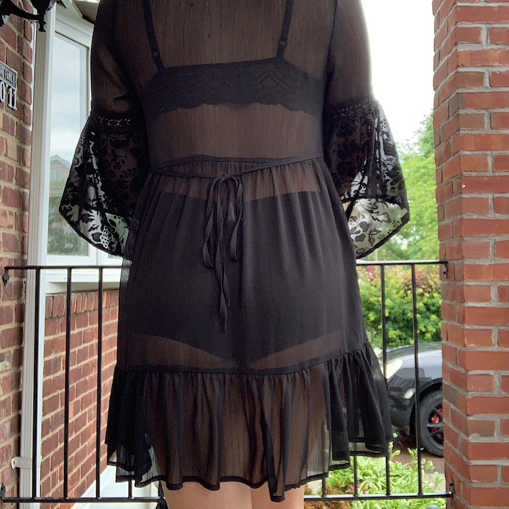 Black Lacey Chiffon Dress (Transparent) Size S - Picture 3 of 5